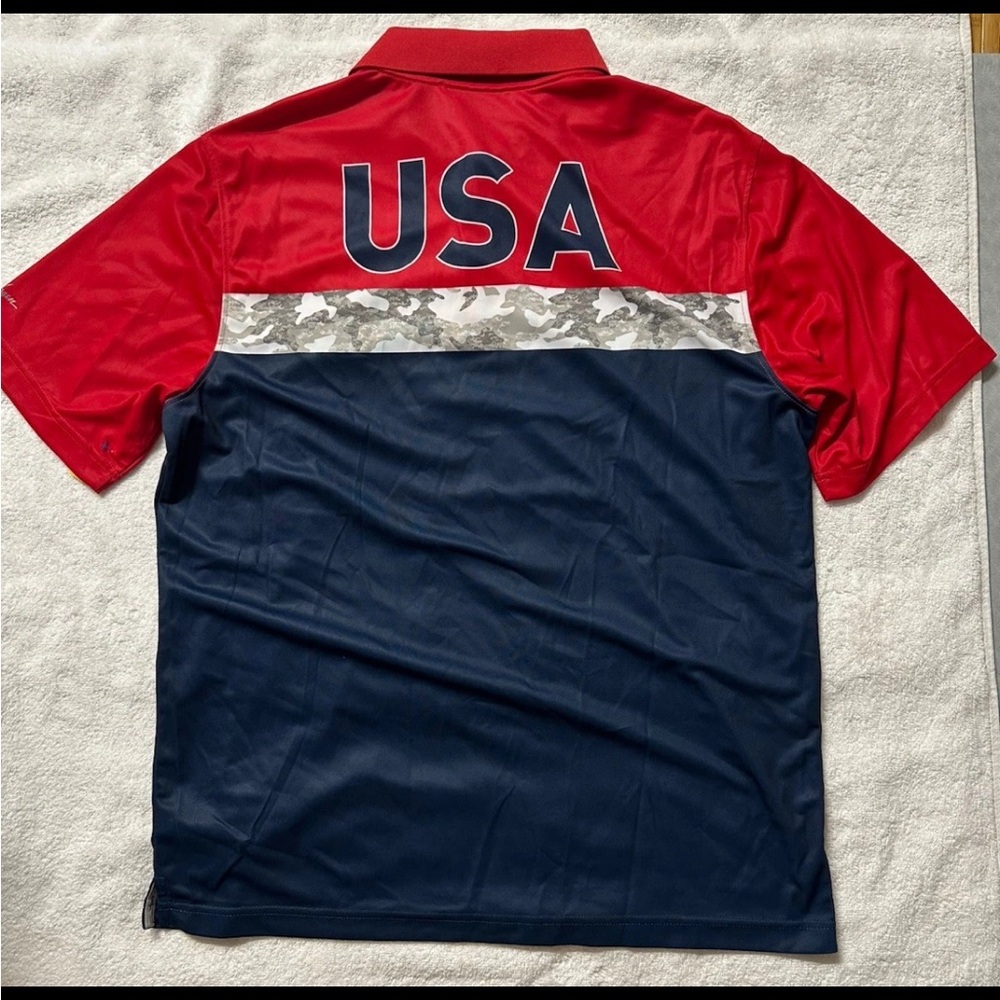 Patriotic Hagen 11 Majors Golf Polo Shirt Red White Blue Camo Men’s LARGE